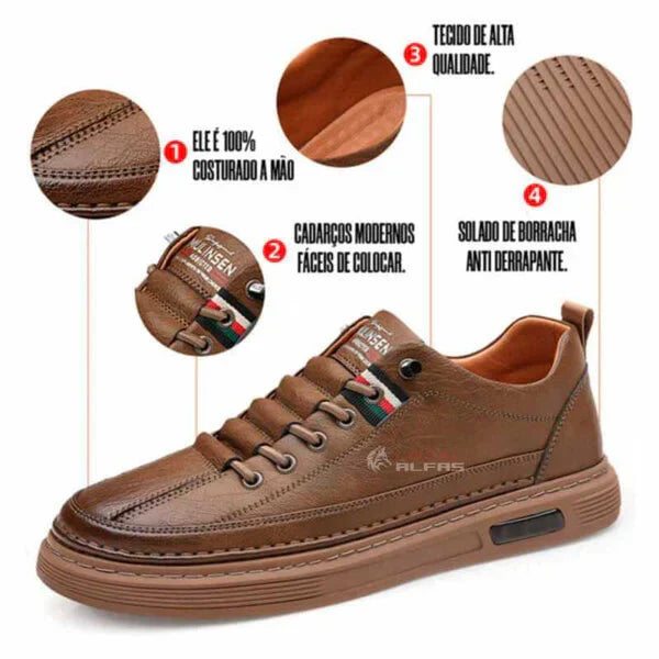 LEVE 2 PAGUE 1 - Tênis Italiano de Couro