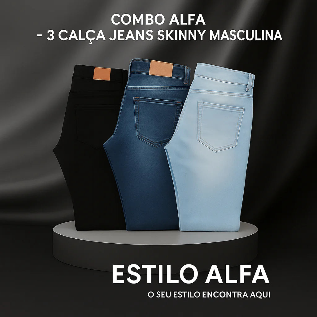 Combo Alfa - 3 Calça Jeans Skinny Masculina