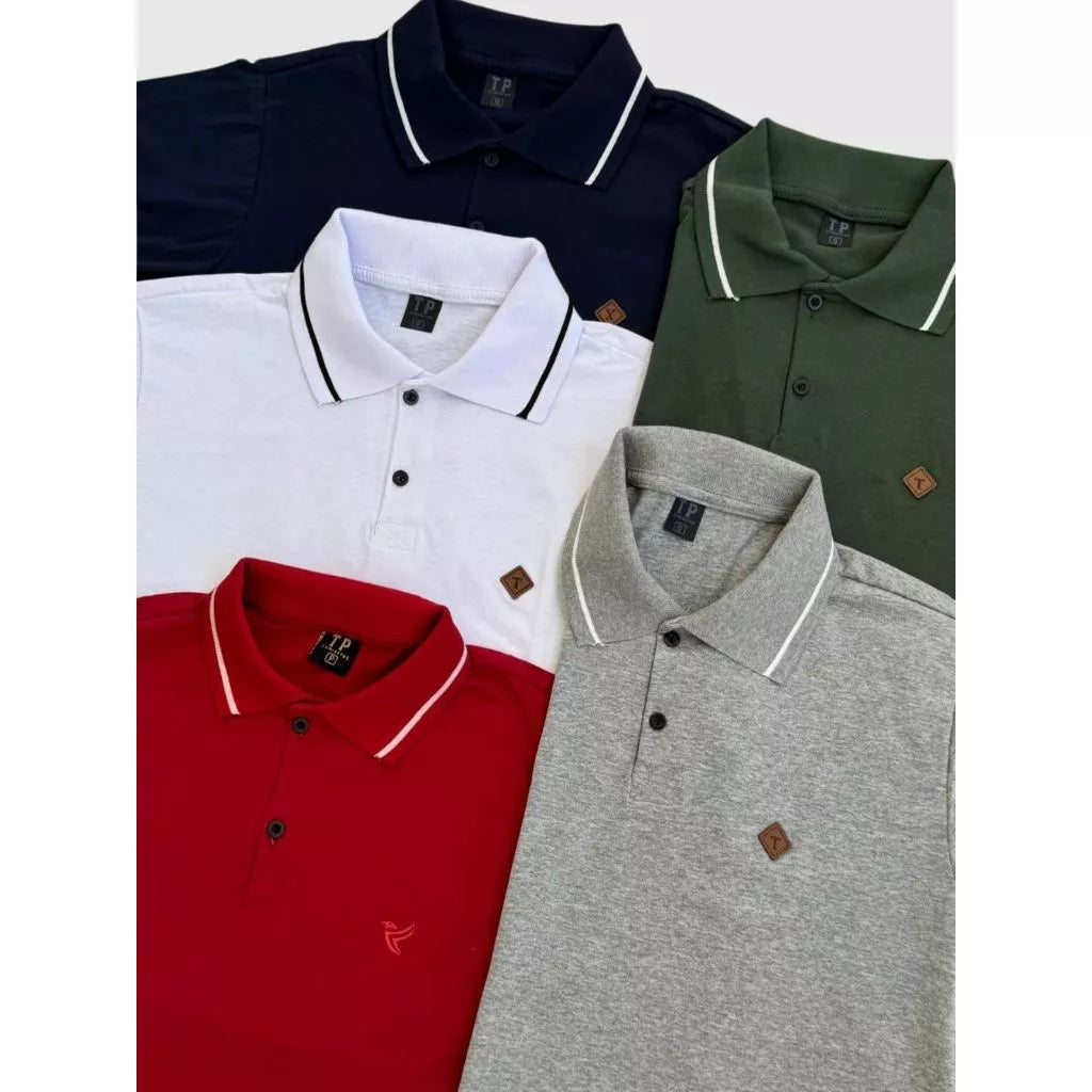Kit 5 Camiseta Gola Polo Masculina 100% Algodão Varias Cores Camisa Basica Para Homem
