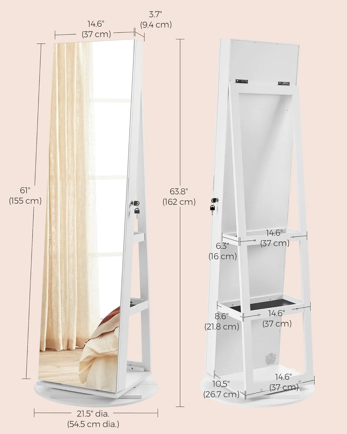 Espelho com Prateleira e Porta Joias