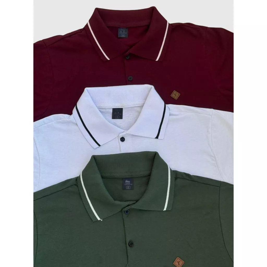 Kit 5 Camiseta Gola Polo Masculina 100% Algodão Varias Cores Camisa Basica Para Homem